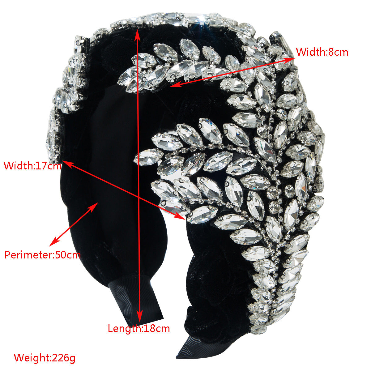 Wholesale Flannel woven full diamond fashionable Baroque big maple leaf shiny headband