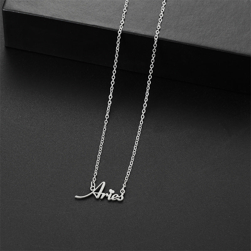 Wholesale Stainless steel twelve zodiac signs English jewelry