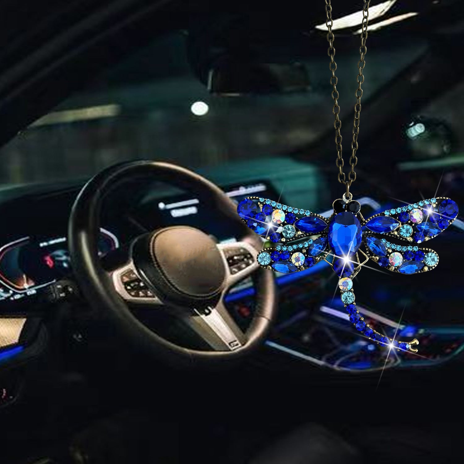 Wholesale diamond-encrusted alloy dragonfly car  decoration  pendant car accessories