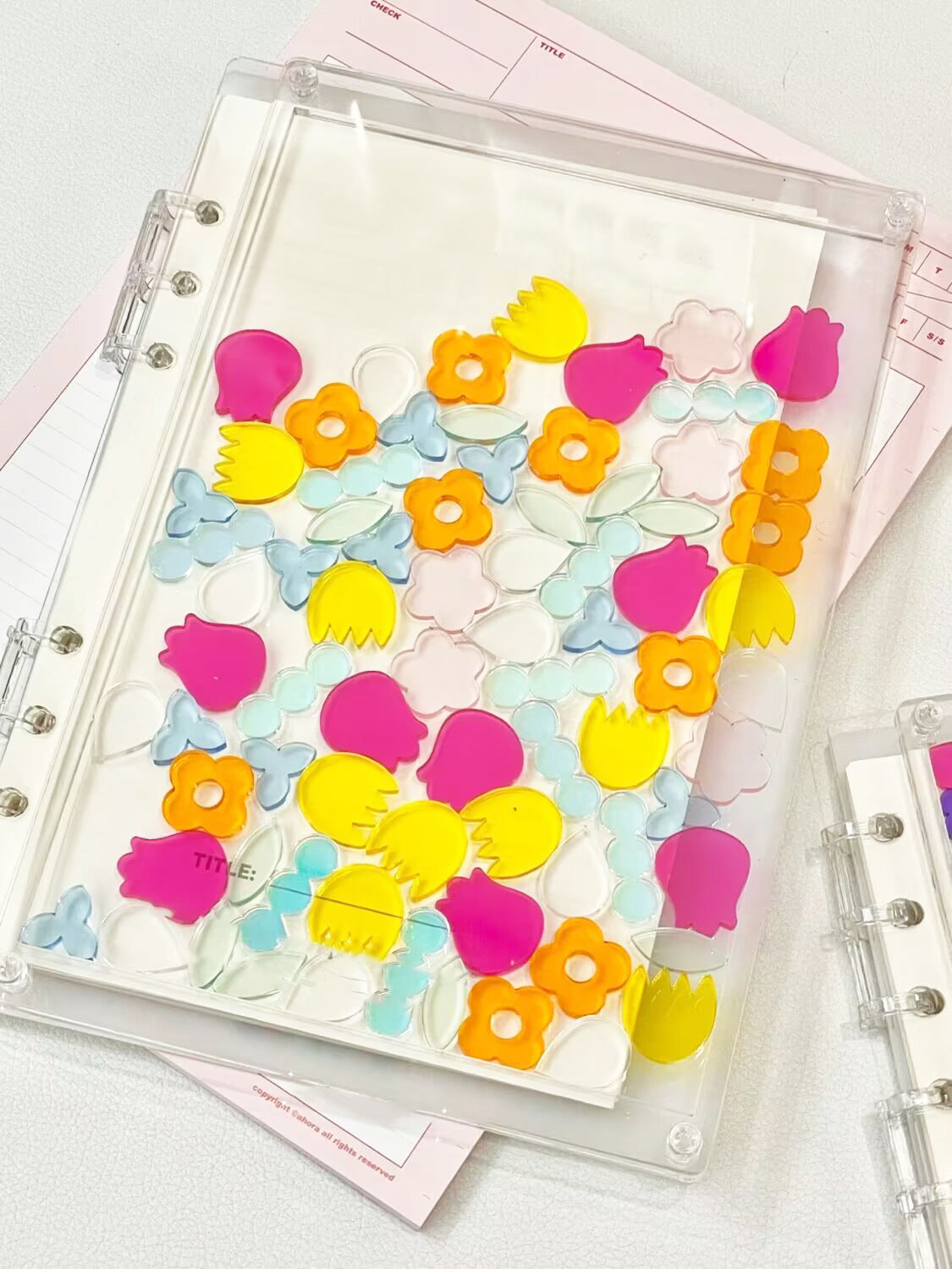 Wholesale Diy Transparent visual notebook  acrylic quicksand loose-leaf book a5 notebook 6 hole