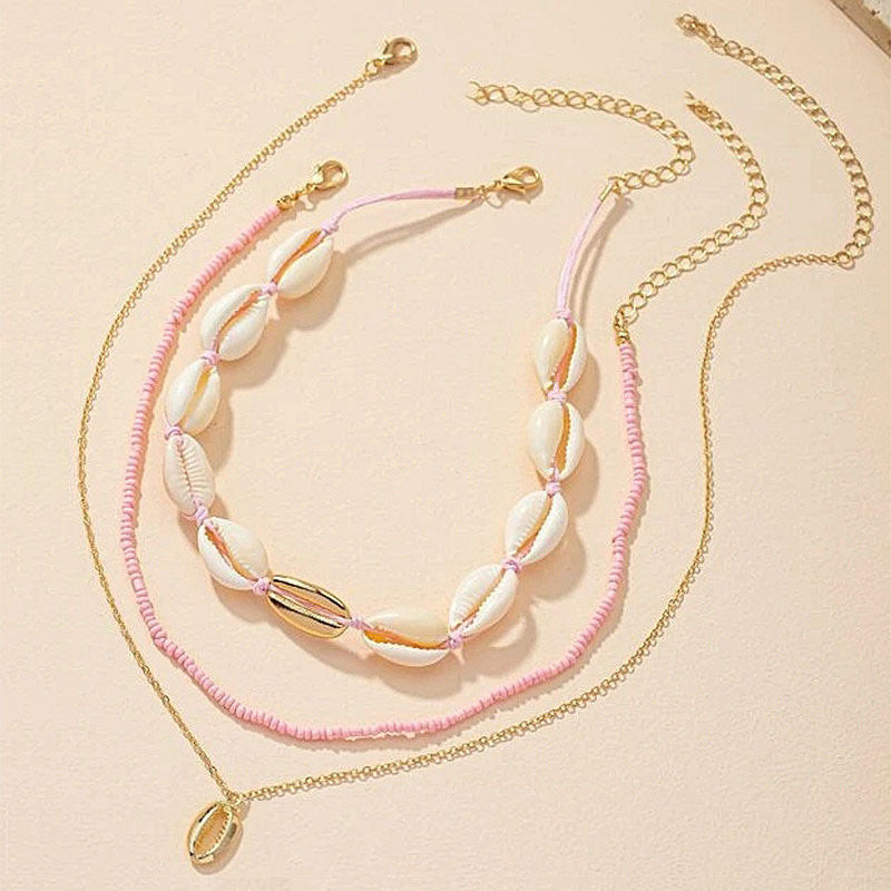 Wholesale Beach Ocean Double Layered Shell Necklace