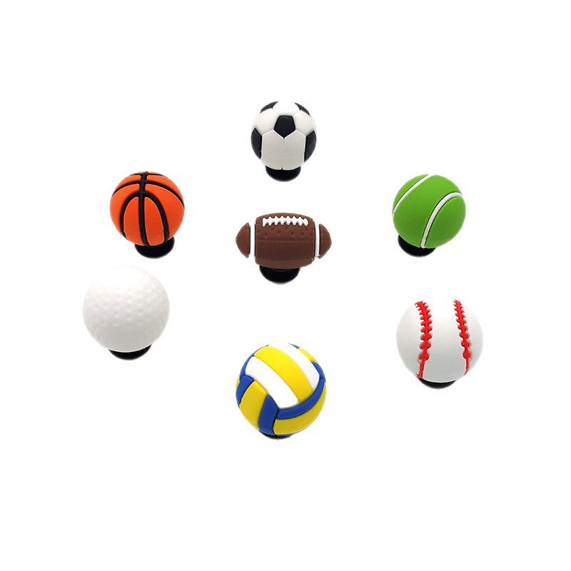 New 3D ball three-dimensional football hole shoes flower shoe buckle PVC basketball tennis football