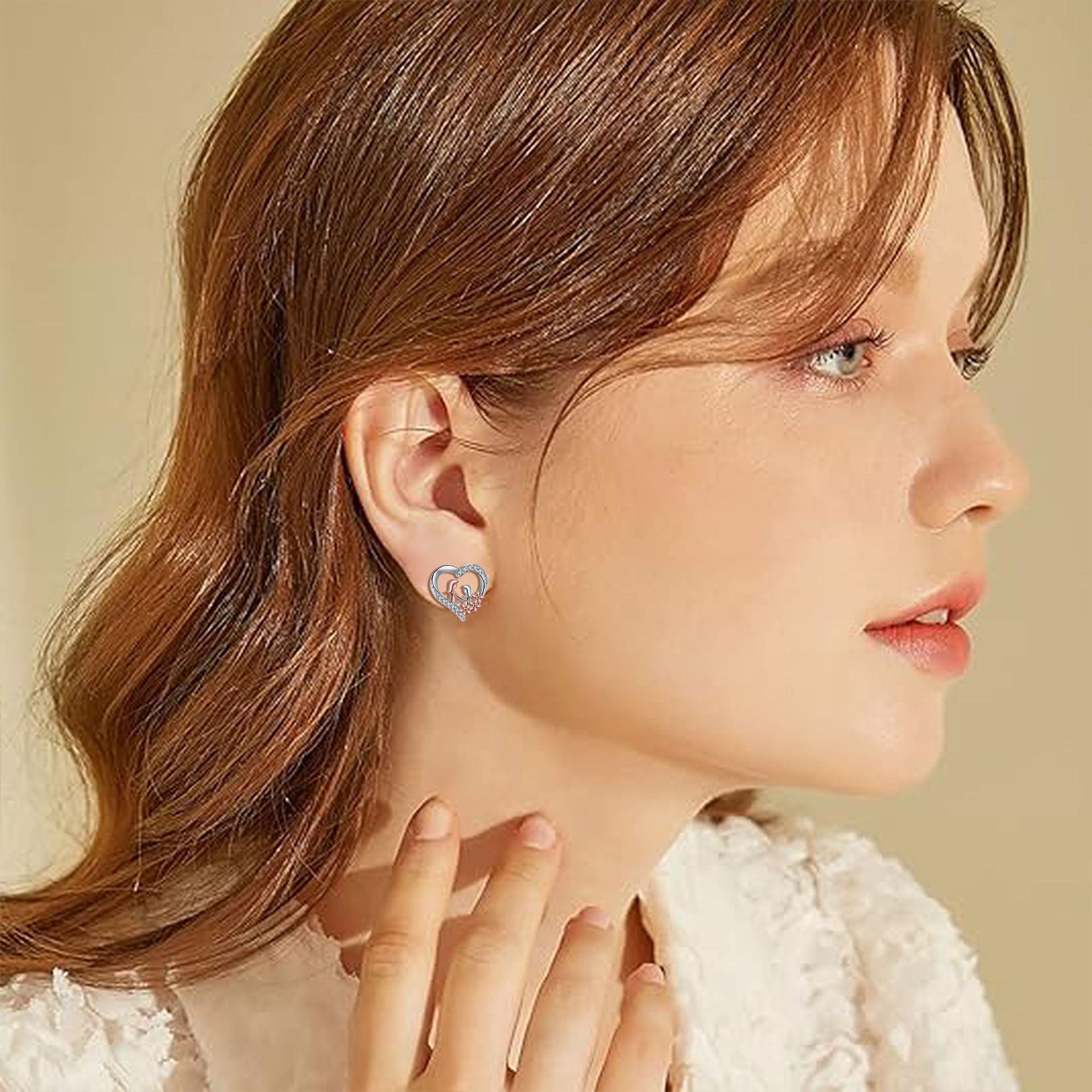 Wholesale Heart-Shaped Mother-Daughter Earrings Mother' s Day Gift