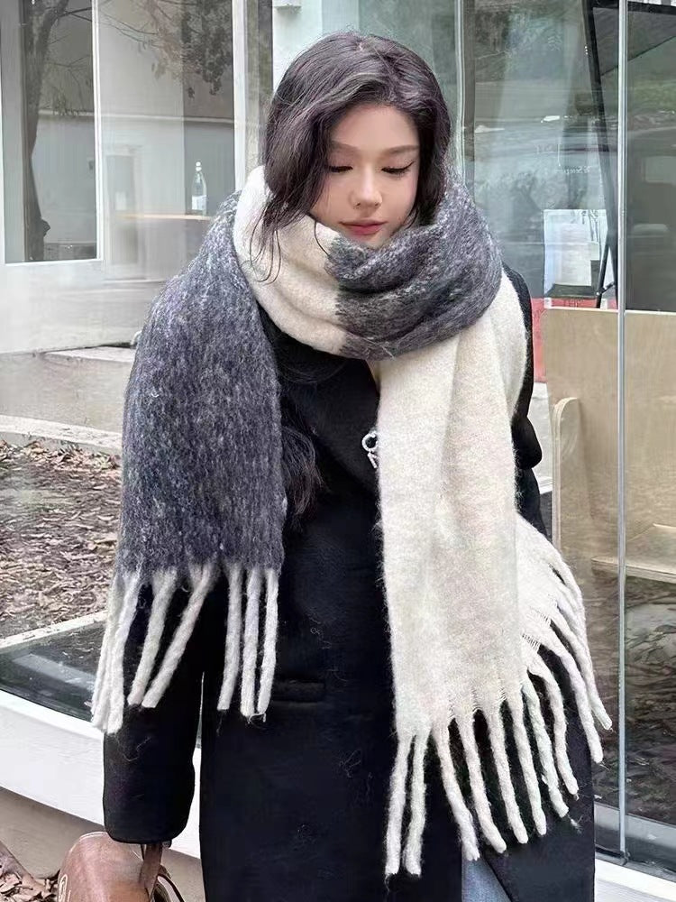 Wholesale Winter Imitation Cashmere Coarse Beard Gradient Scarves