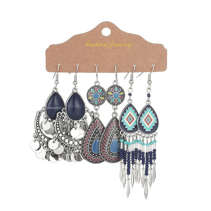 Wholesale Vintage Long Tassel Hand Wound Bohemian Flower Earrings