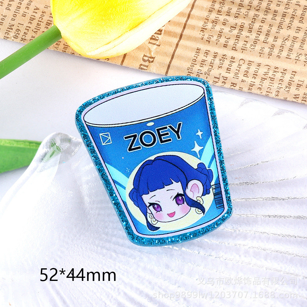 Wholesale 10pcs/ pack Cartoon Girl Cute Pendant Acrylic Pin DIY Accessories