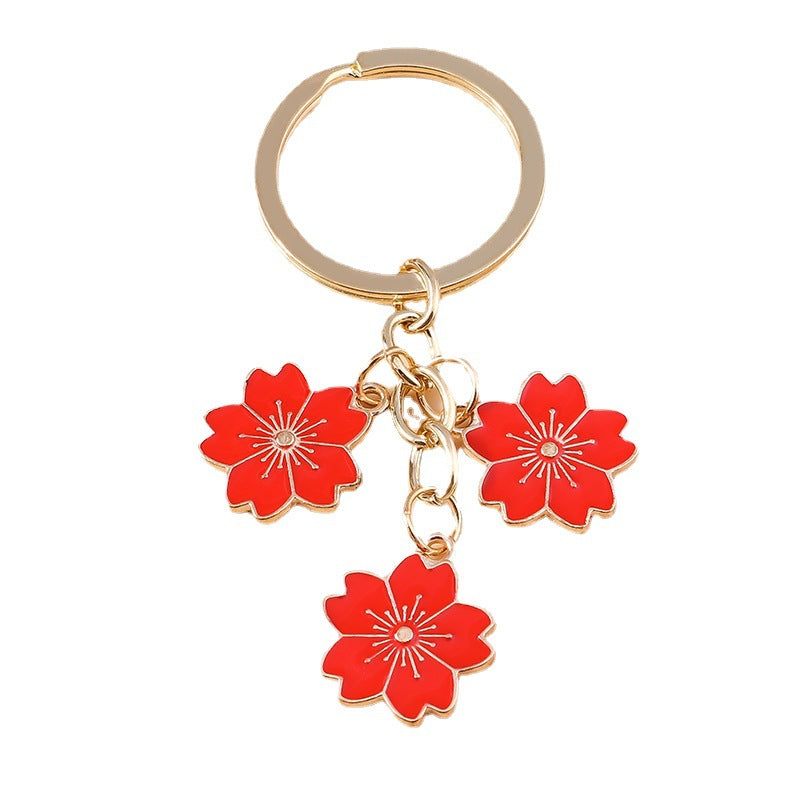 Wholesale Cherry Blossom Metal Keychain Handbag Decoration Pendant Accessories