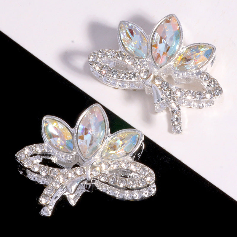 Wholesale 6pcs/pack Double-sided alloy rhinestone lotus straight hole loose DIY beads