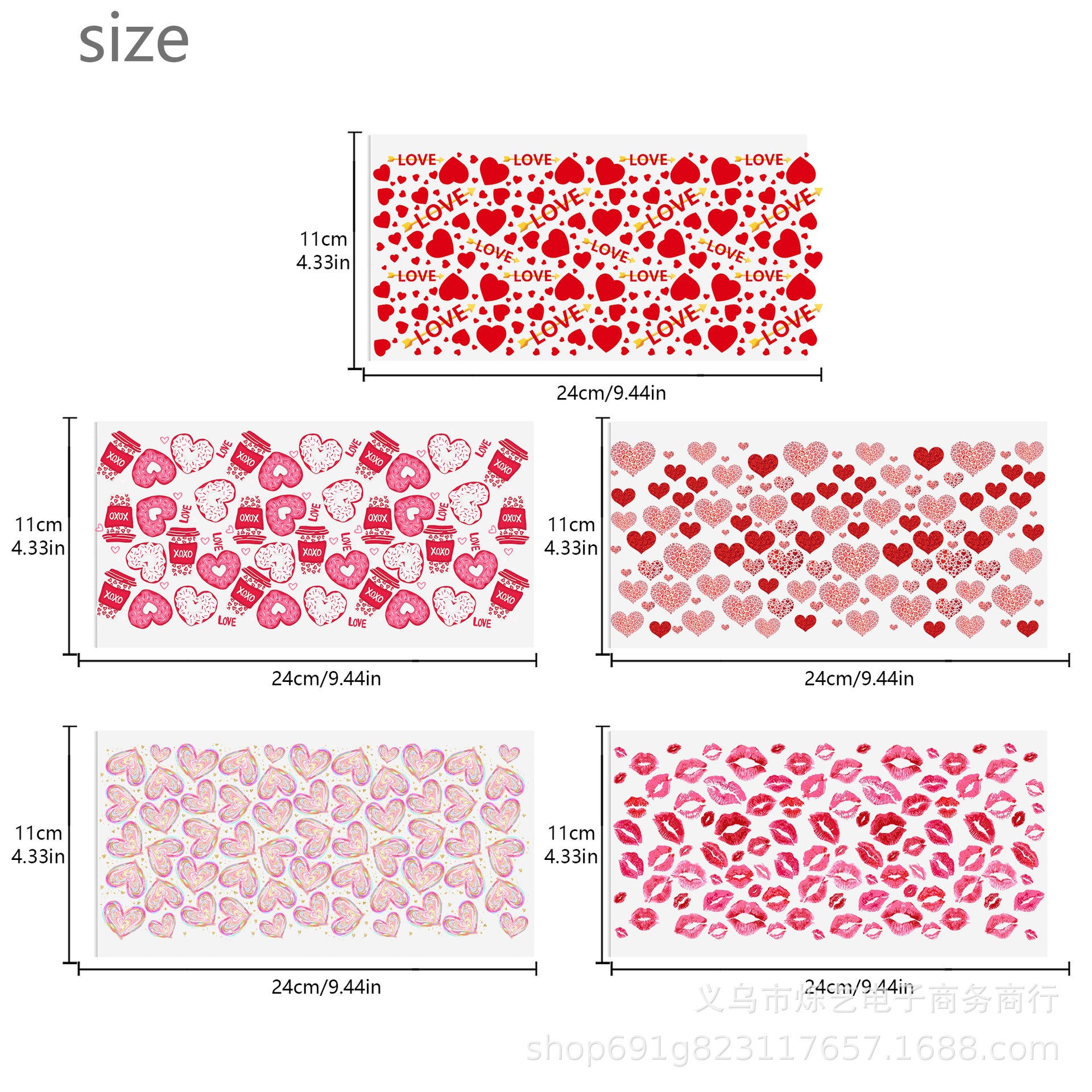 Wholesale Bow Text Love 16oz Cup UV DTF Wraps