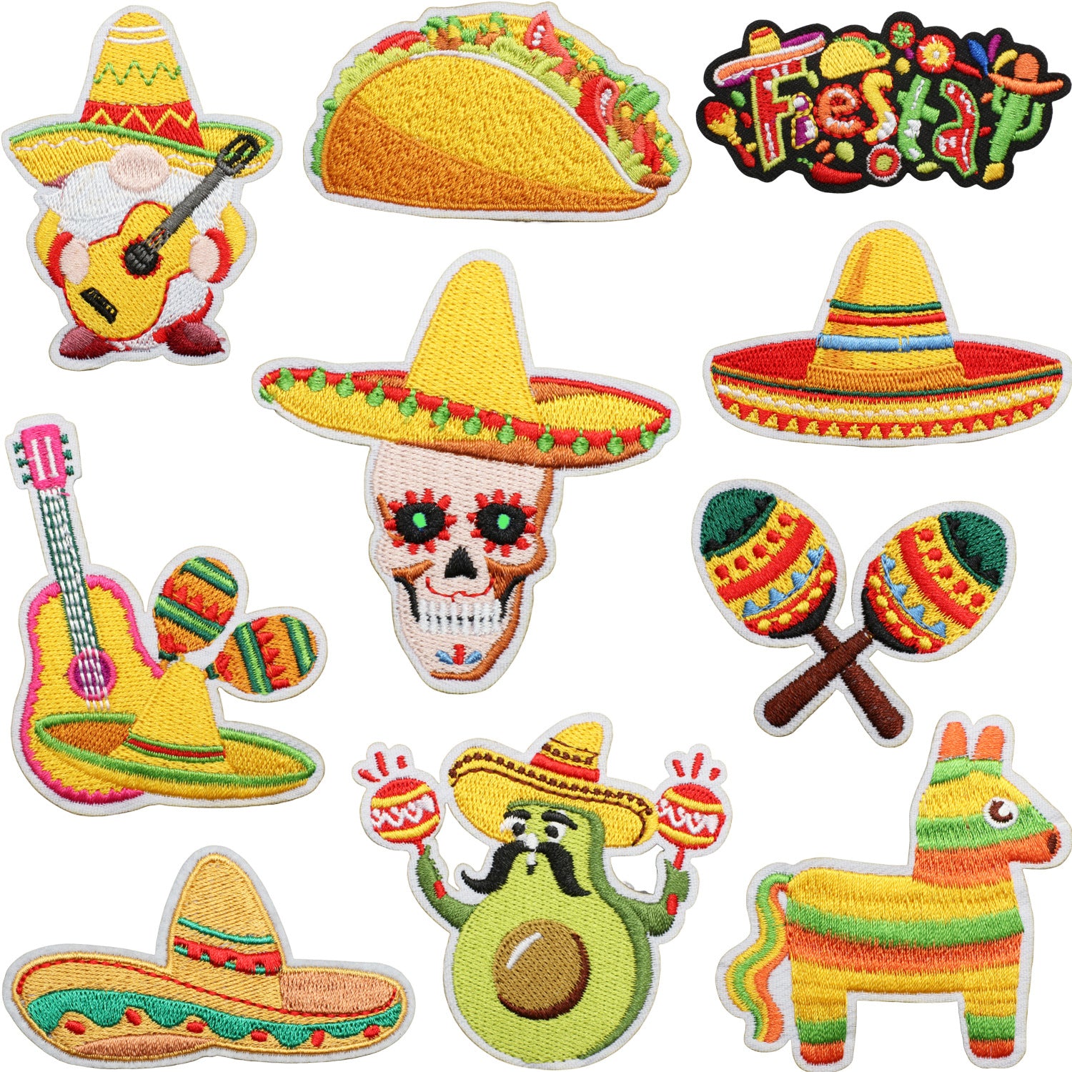 Wholesale Polyester Thread Embroidered Patch Mexico Carnival Skull Guitar Theme Clothing Decoration Gift Party Fashion Accessory