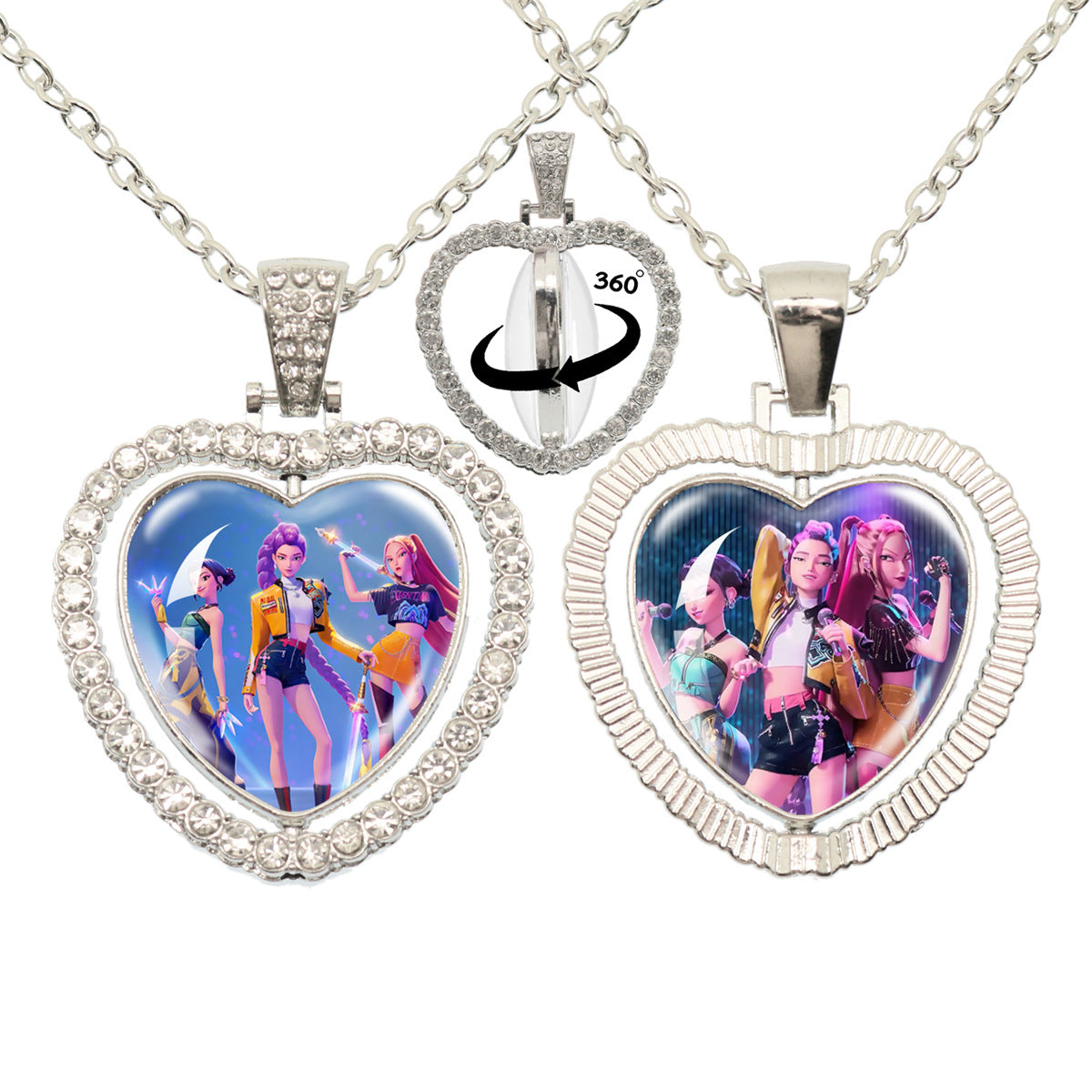 Wholesale Cartoon Cute Girl Time Gem Peach Heart Water Diamond Necklace OLY Exclusive