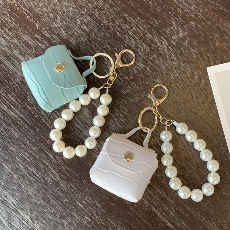 Wholesale Pearl Car Handmade Mini PU Leather Keychain