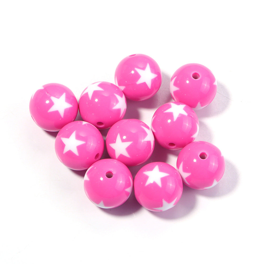 Wholesale 20pcs Painted double-sided heart-shaped pentagram Acrylic Beads
