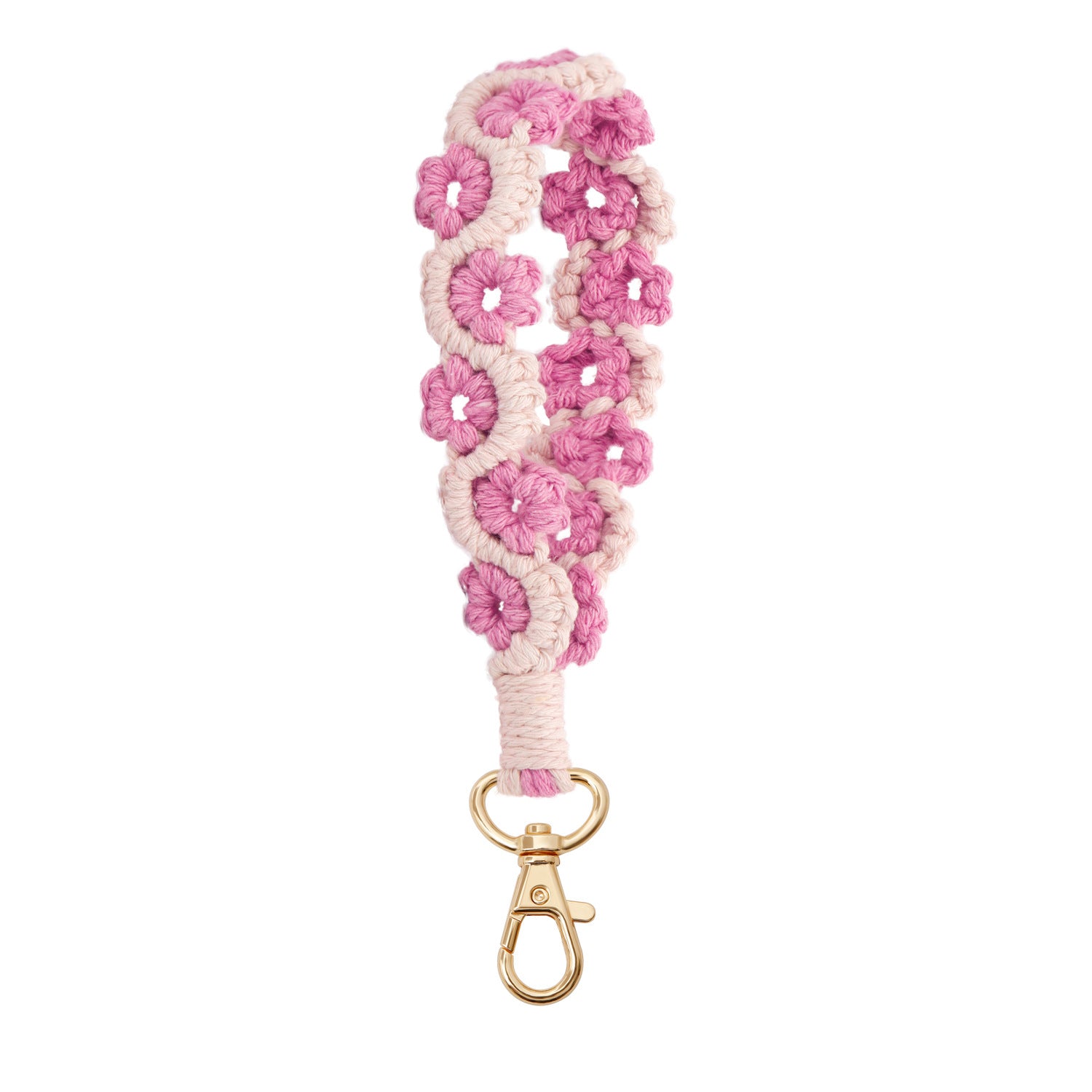 Wholesale Cotton Rose Woven Wristband with Keychain