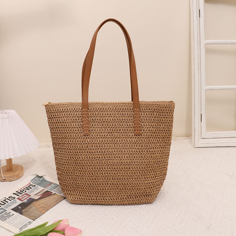 Wholesale Single Shoulder High-capacity Beach Grass Woven Bags