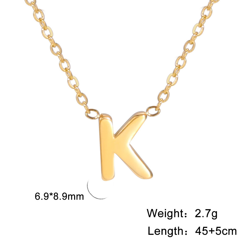 Wholesale 26 Letters Gold 18k Real Gold Electroplated 304 Stainless Steel Necklace
