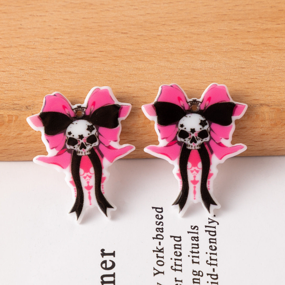 Wholesale Halloween Skull Charm Bow Tie Ribbon Accessories FlatBack