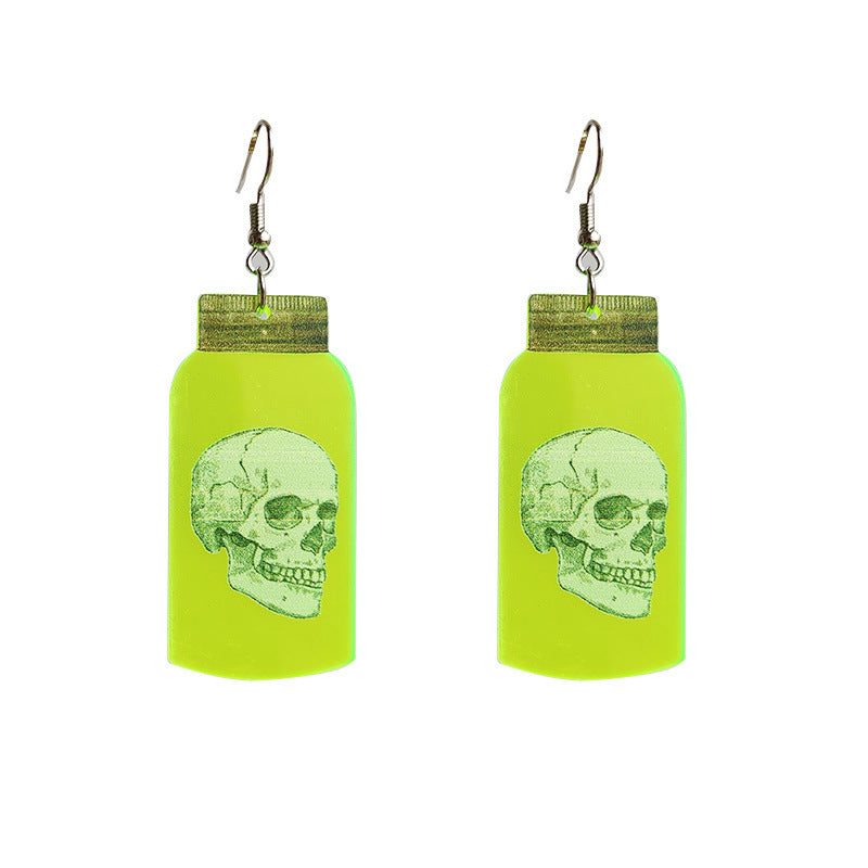 Wholesale  Ghost Earrings Fluorescent Acrylic Horror  Bottle Skull Earrings