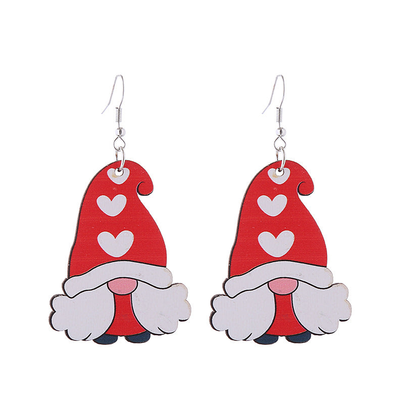 Wholesale Valentine's Day Pink Series Love Hot Air Balloon Dwarf Wooden Earrings