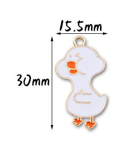 Wholesale 10pcs Cute Refueling Duck Love DIY Alloy Oil Drop Pendant Earring Keychain Pendant