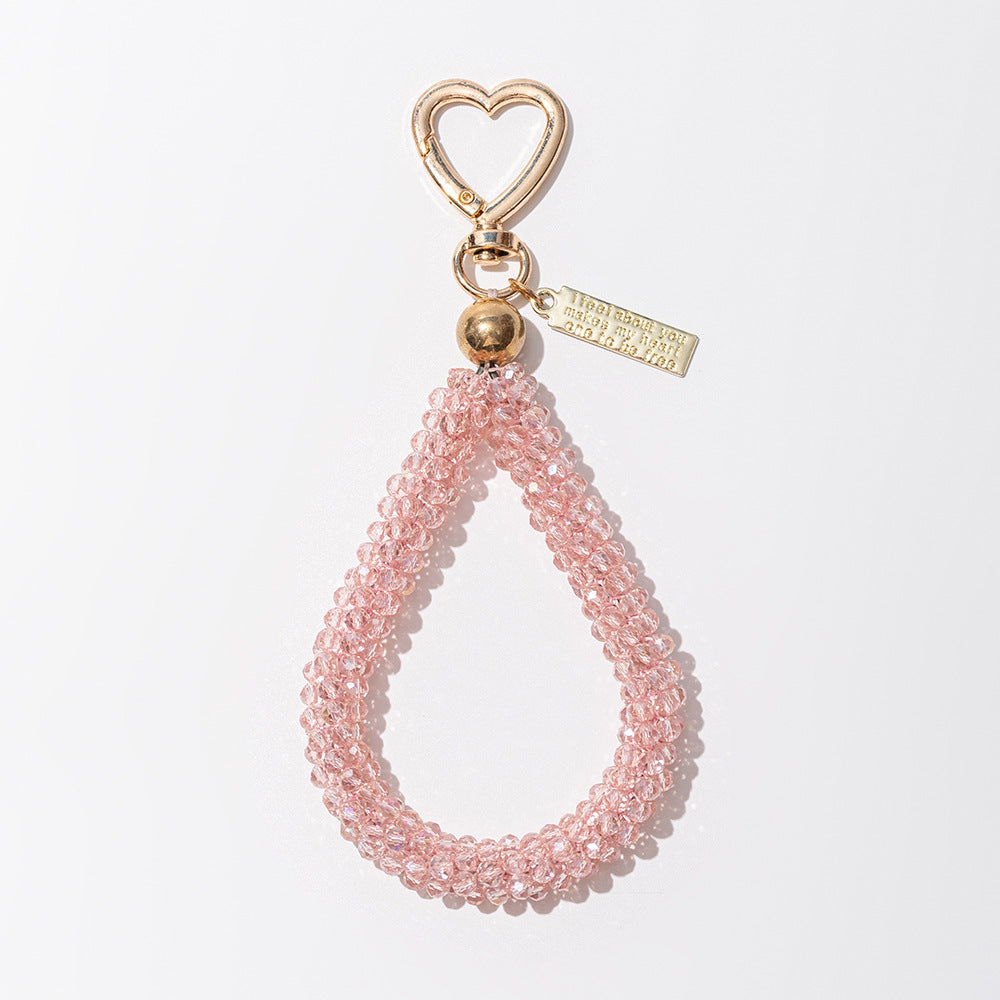 Wholesale Water drop keychain bag hand strap handmade beaded small pendant key charm