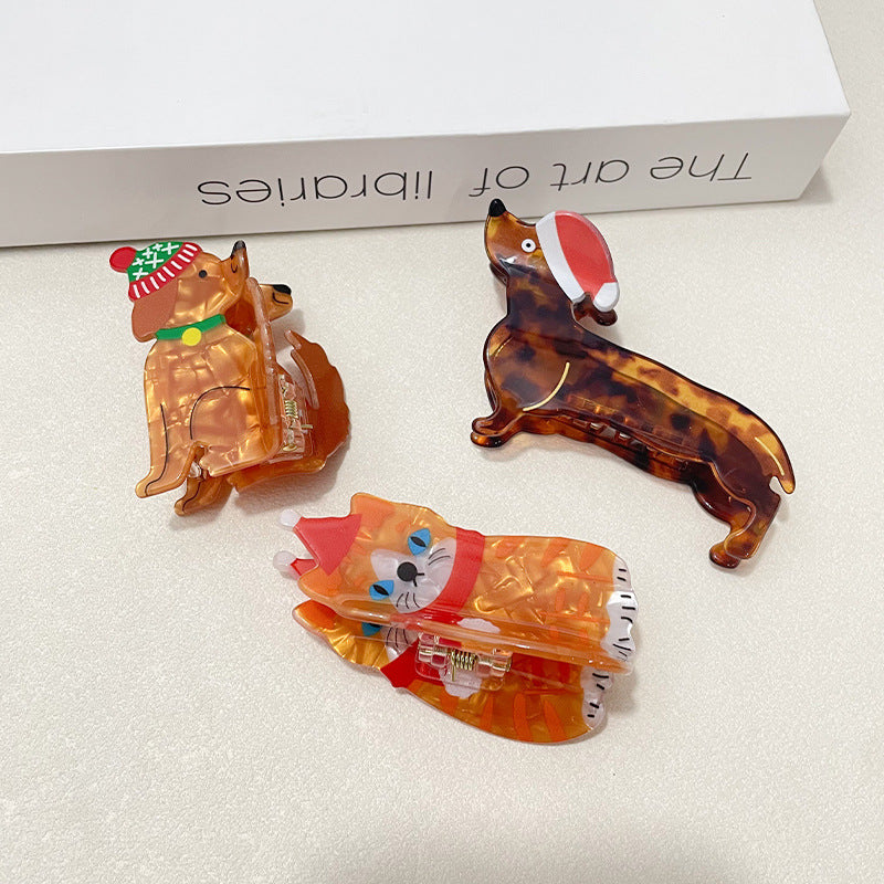 Wholesale Novelty Dachshund Acrylic Claw Clip Cute Dog Hair Accessory For Women Gift Boutique Resale