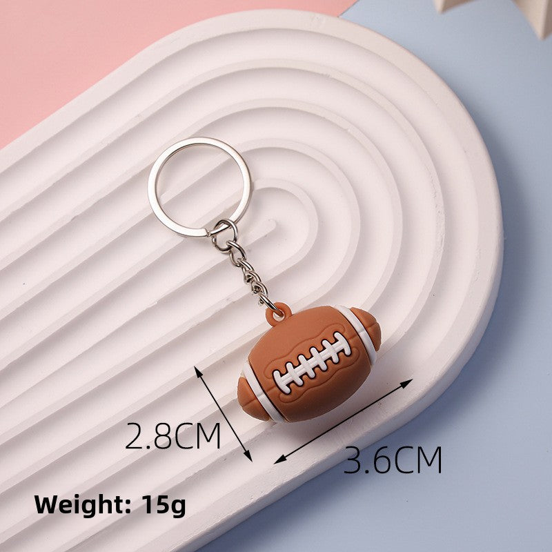 Wholesale simulation Football basketball small pendant doll keychain