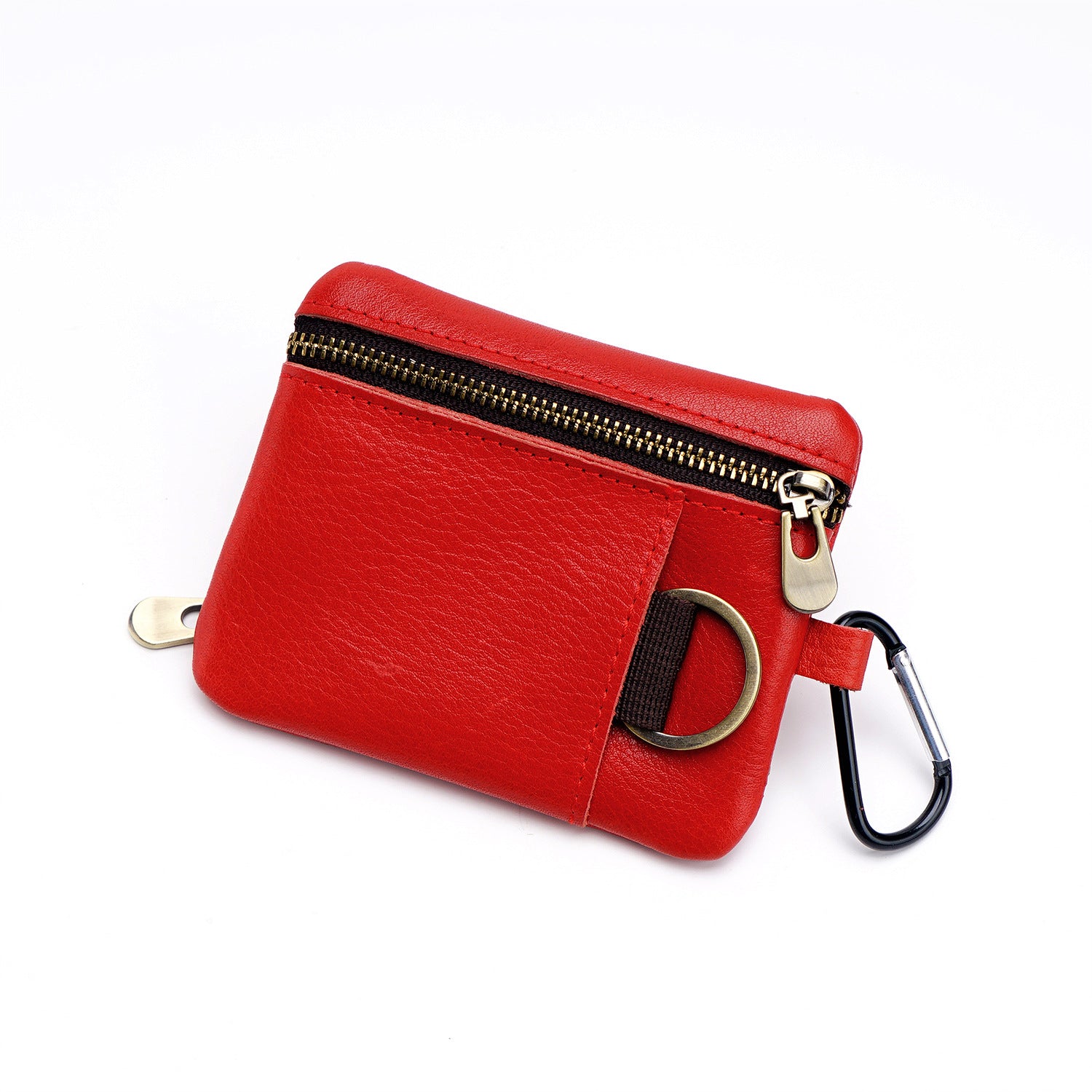 Wholesale Mini Zipper Cowhide Coin Purse Leather Keychain