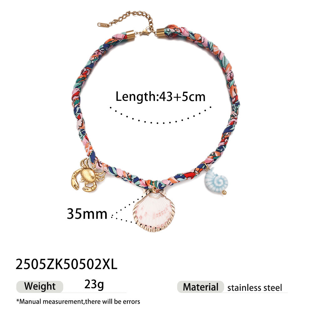 Wholesale Tina European and American Stainless Steel Pendant Necklace Sweet Cool Sexy Style Silk f Braided Colorful Necklace Clavicle Chain Necklace Jewelry