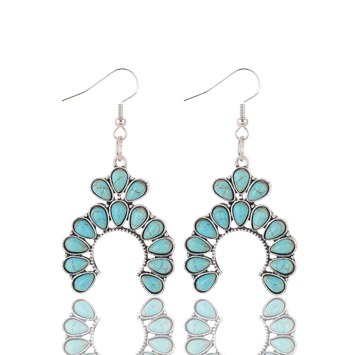 Wholesale Colorful Turquoise Pearly Peacock Blue Alloy Earrings