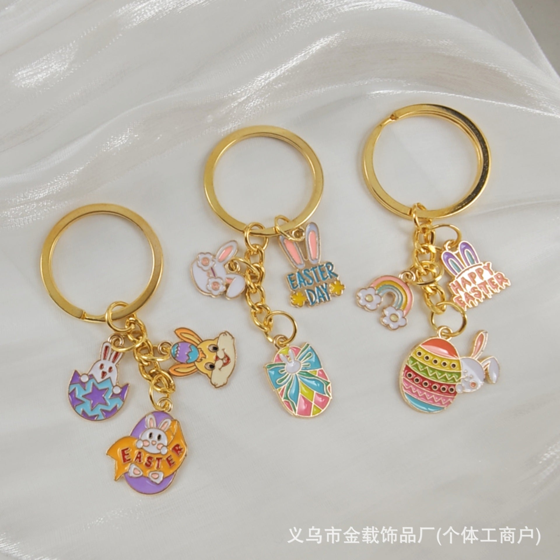 Wholesale Cartoon Easter egg cute rabbit metal keychain