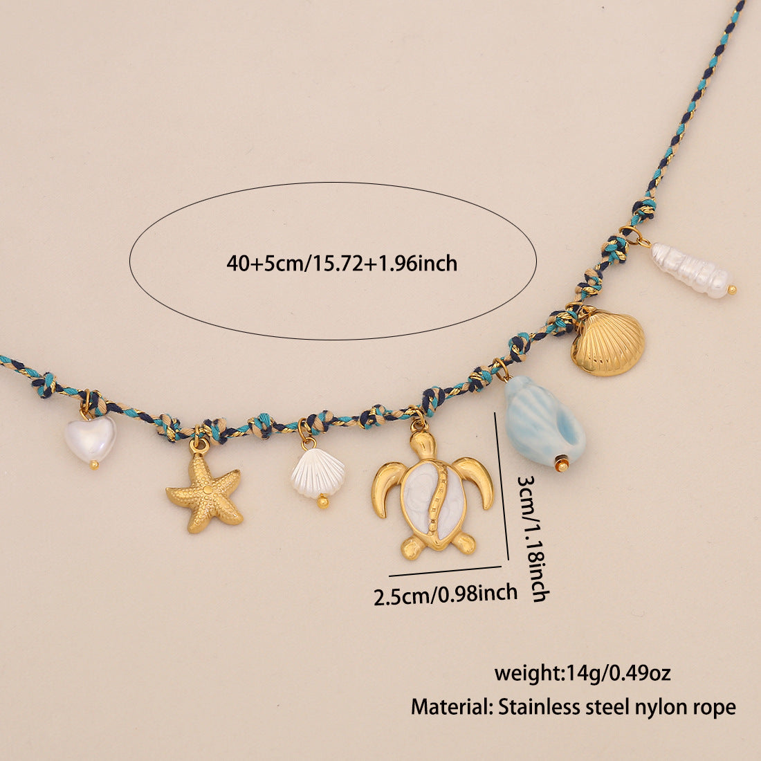 Wholesale Bohemian Braided Starfish Conch Beach Necklace
