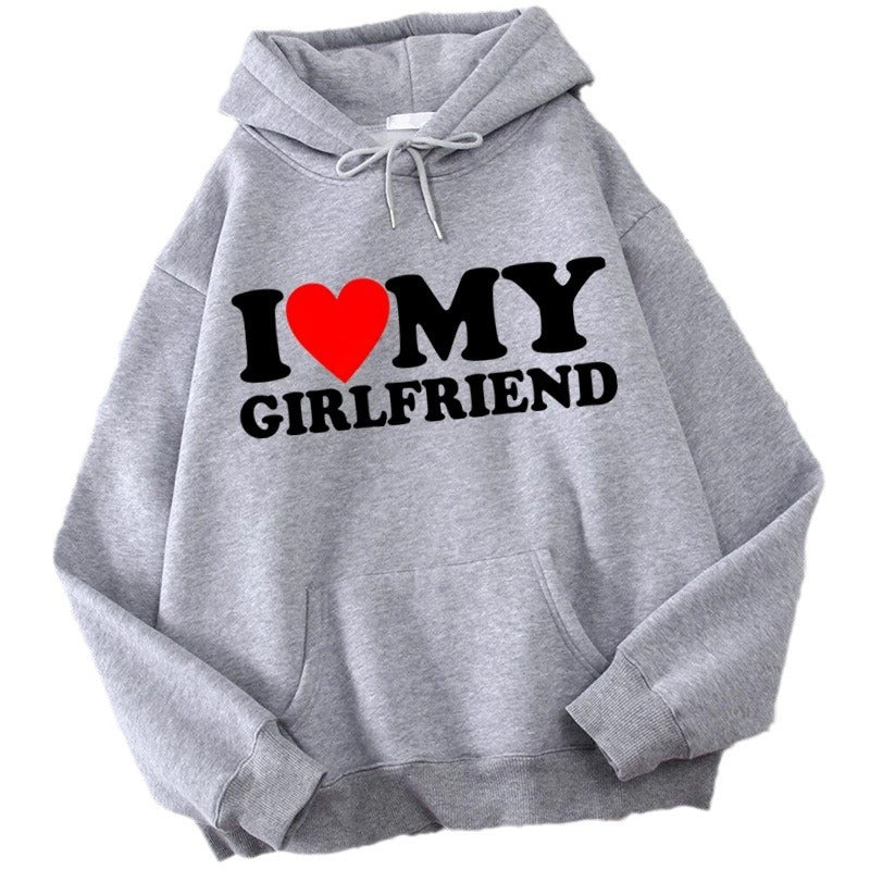 Wholesale Valentine's Day I Love My Boyfriend Girlfriend Print Hoodie