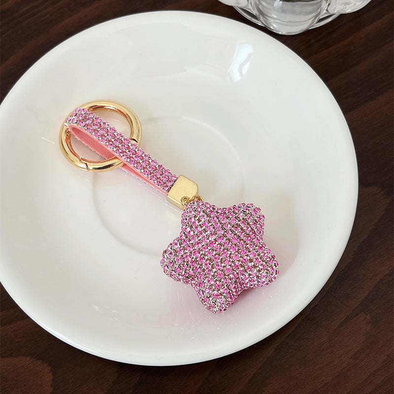 Wholesale Zinc Alloy Inlaid Diamond Five-pointed Star Key Chain