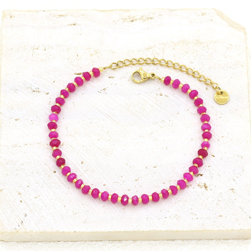 Wholesale Gold Plated Stainless Steel Freshwater Natural Stone Bracelet