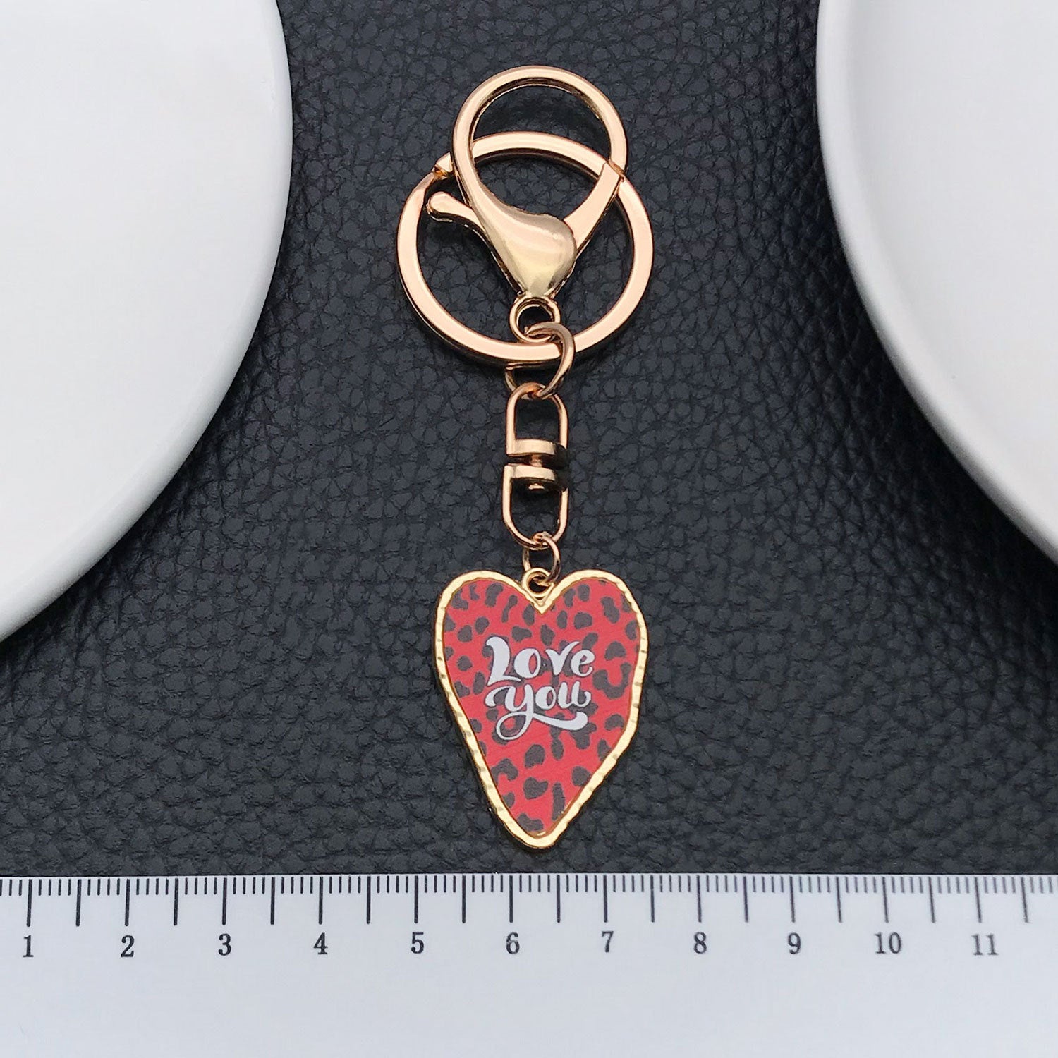 Wholesale Red Valentine' s Day Love Printed Love Metal Keychain