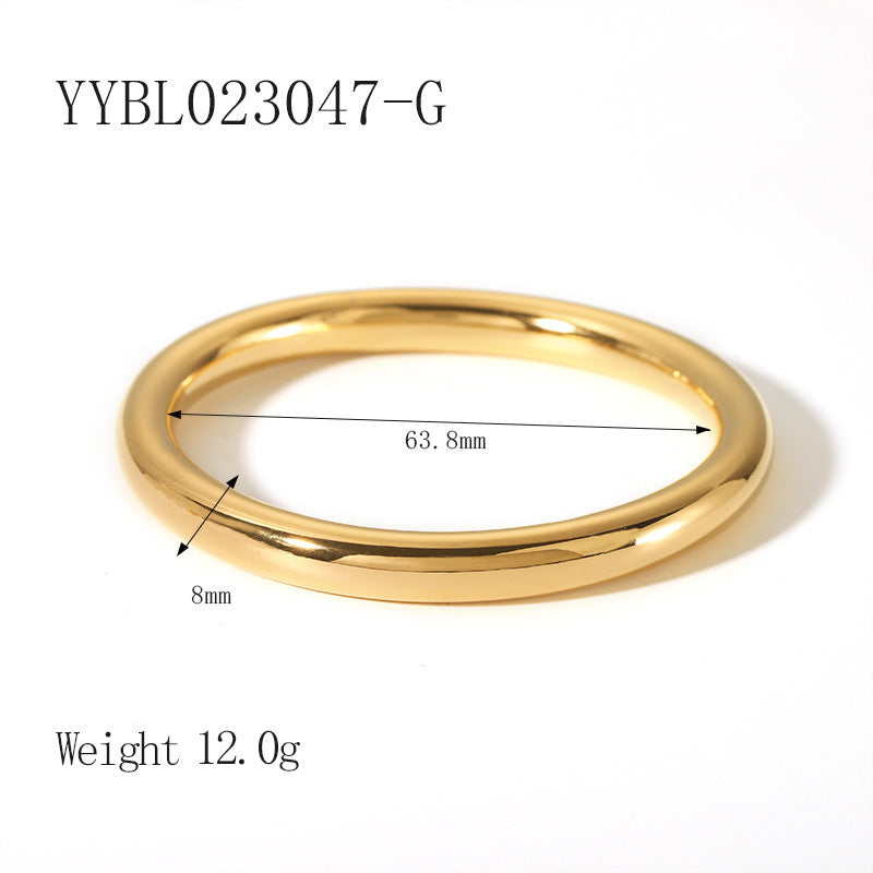 Wholesale Simple and Fashionable Ancient Plain Ring 18K Gold-plated Non-fading Versatile Stainless Steel Hollow Bracelet
