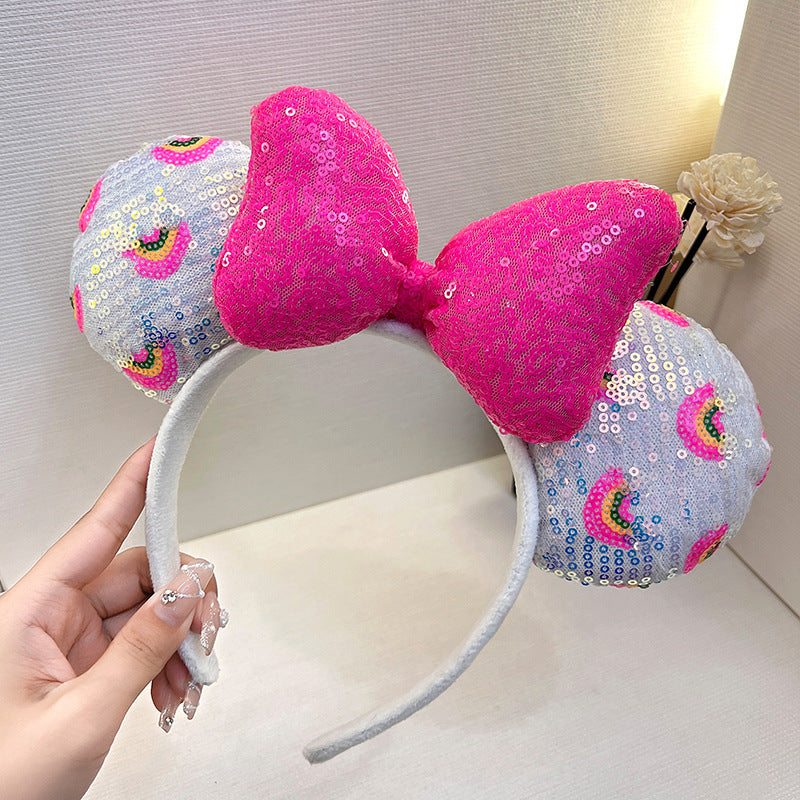 Wholesale Amusement Park SequinsMickey Bows Funny and Cute Plastic Headband