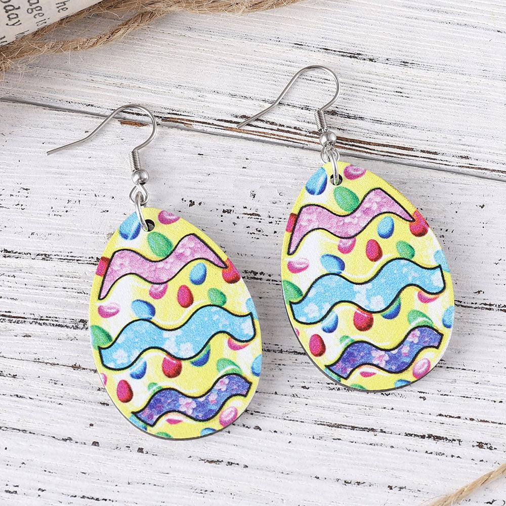 Wholesale Easter rabbit chicken striped egg carrot color hollow pendant double-sided earrings