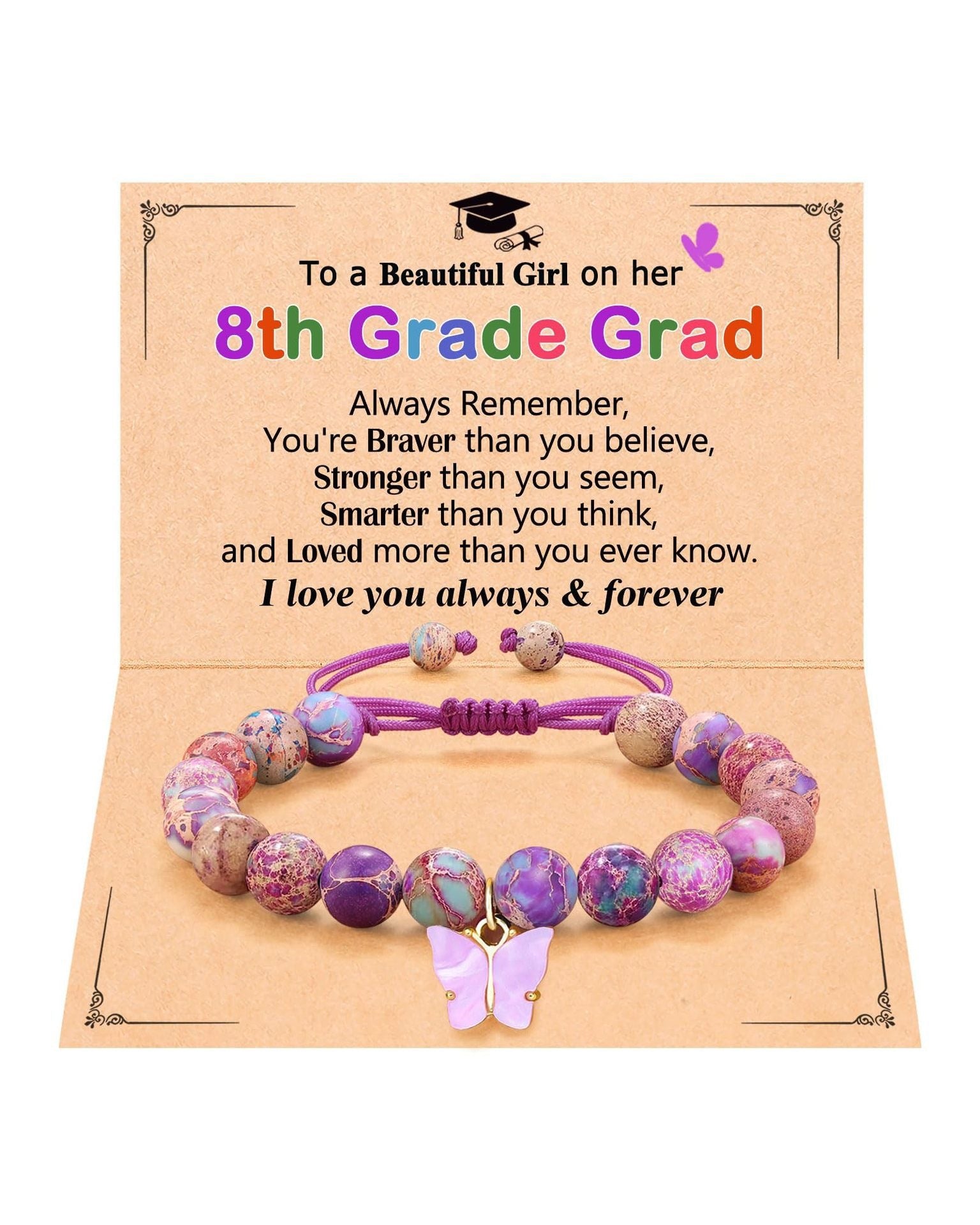 Wholesale Unisex Handmade Woven Butterfly Purple Acrylic Bead Bracelet Jewelry Accessory