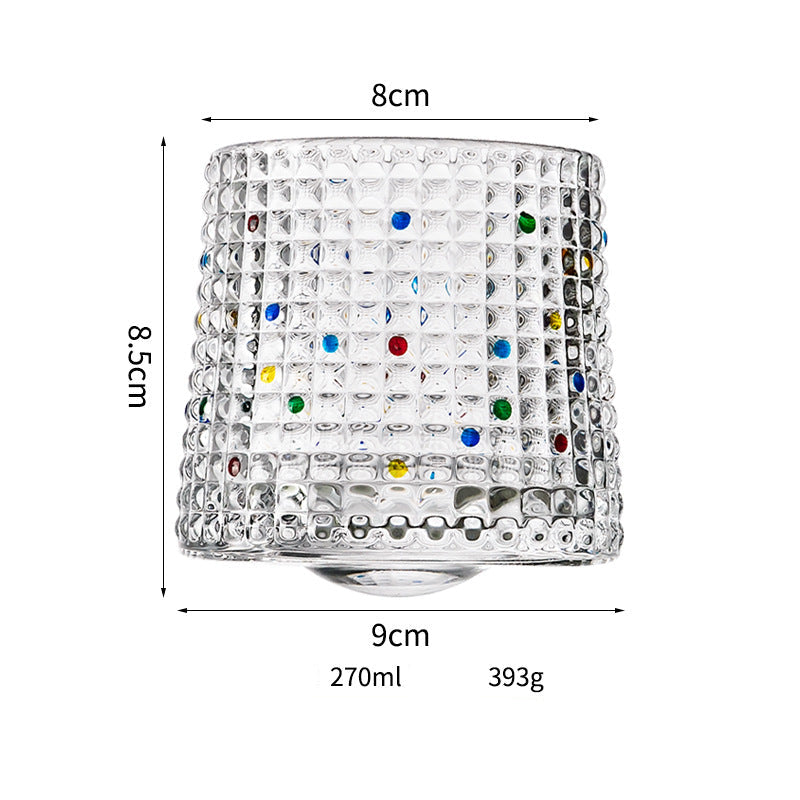 Wholesale Haisman thickened color glass creative rotating whiskey glass hand painted rotating cup with wooden tray decompression Cup