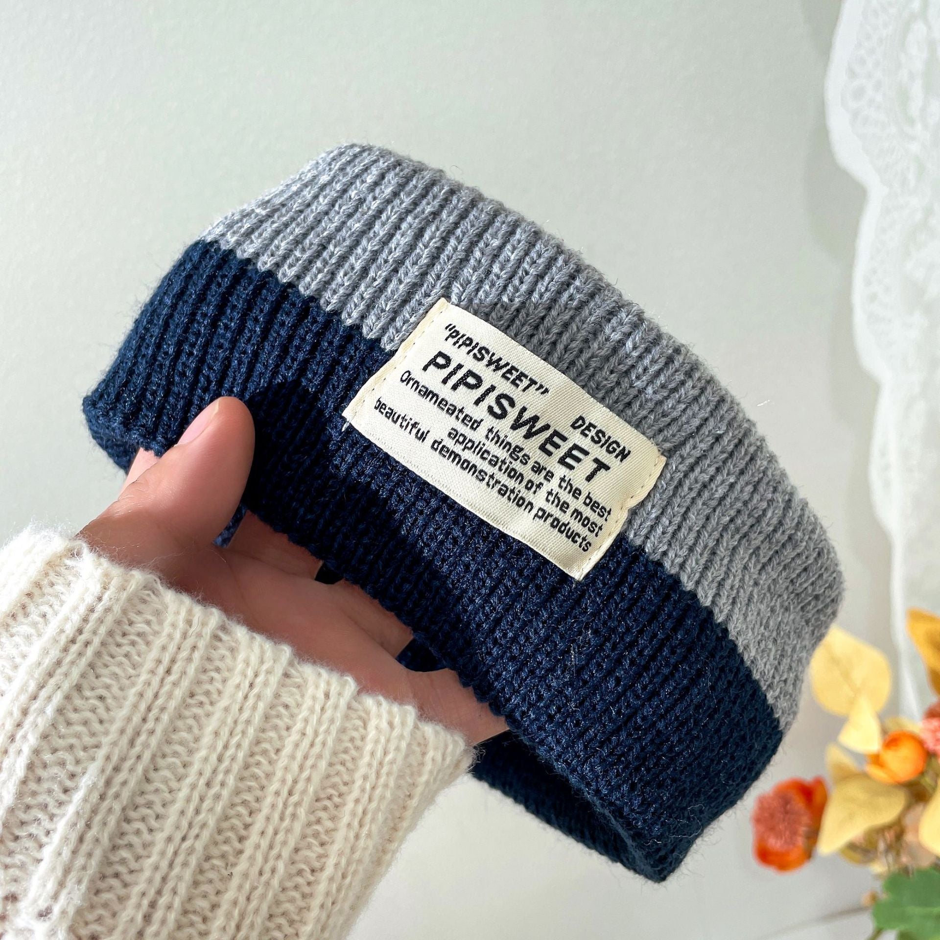 Wholesale 2023 Autumn and Winter Wool Two-color Knitted Headband