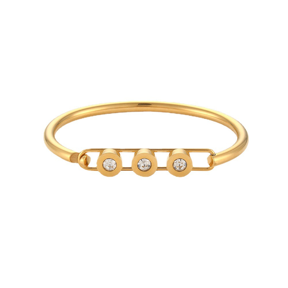 Wholesale Smooth Round Zircon Stainless Steel Bracelet