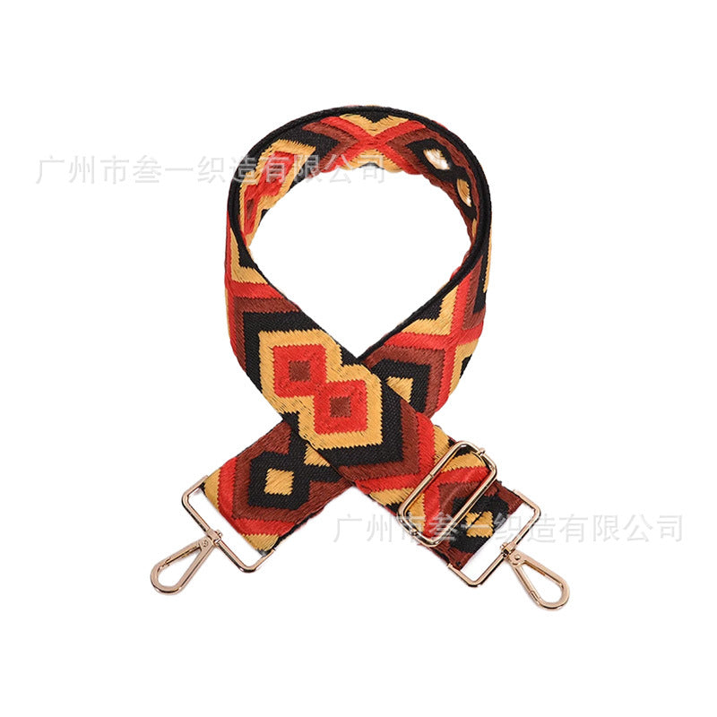 Wholesale All-match Ethnic Style 3.8cm Diamond Jacquard Adjustable Lengthened Retro Style Bag Strap