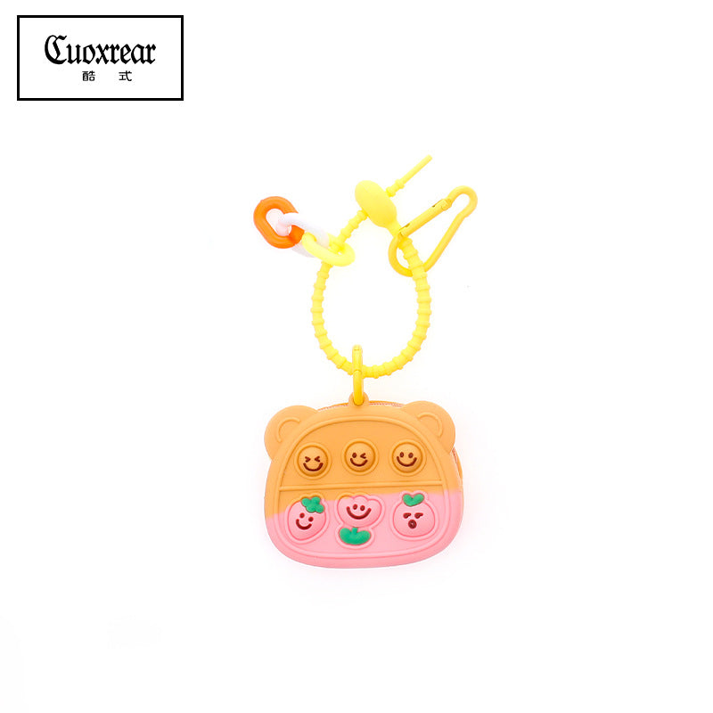 Wholesale Cute Unzipped Coin Purse Cartoon Silica gel Keychain