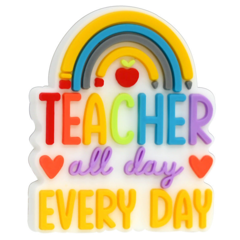 Wholesale  Random 100pcs/pack  Cartoon Phrases Teacher' s Day Beads  Focal Beads