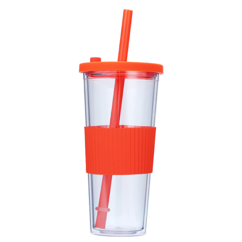 Wholesale Portable Double-layer Large-hole Universal Bubble Tea Lid Plastic Cup