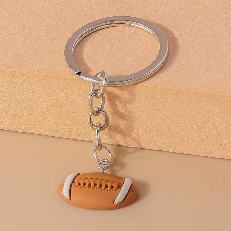 Wholesale Simulated Plastic Football Basketball Rugby Keychain