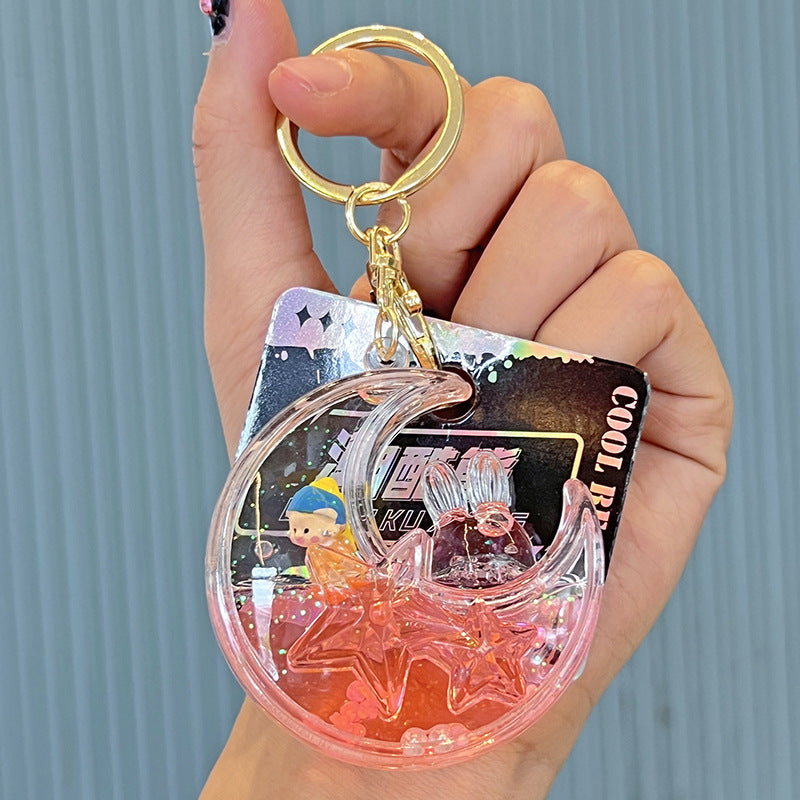 Wholesale Half Moon Artist Quicksand Bottle Acrylic Keychains