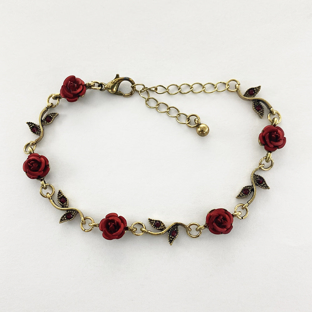 Wholesale French Style Rose Diamond Three-dimensional Alloy Bracelet